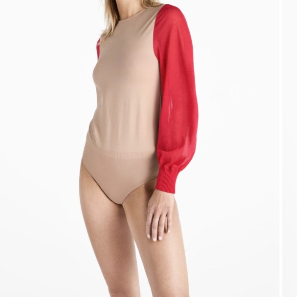 Wolford Light Shadow Bodysuit 75583 Rose Blossom  / Poppy Red